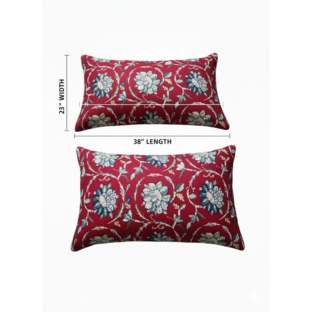 Nina Home by Nina Campbell Floral Pillow Shams Red‎ Blue Cream Set of 2 King